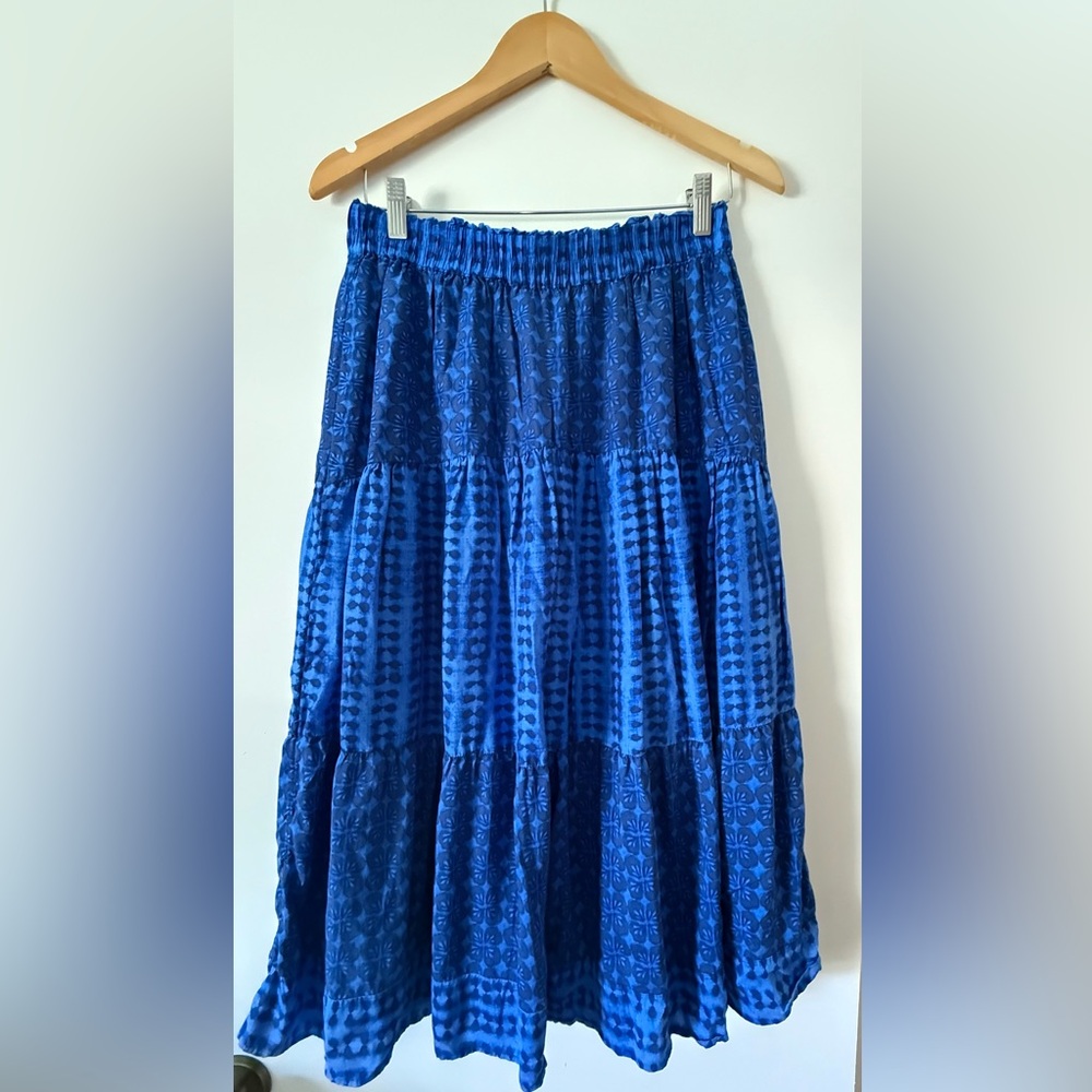 Vineyard Vines Navy Patterned Midi Skirt